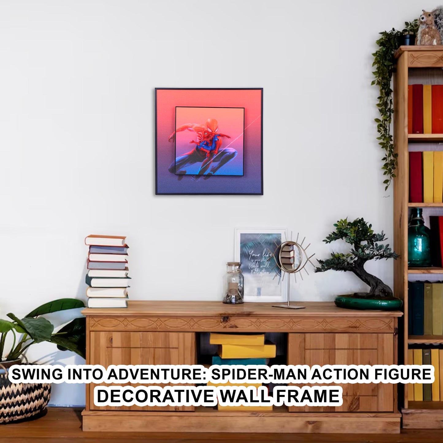 3D Spiderman Action Figure Decorative Wall Frames – 40x40 cm | Dynamic Superhero Wall Art for Collectors