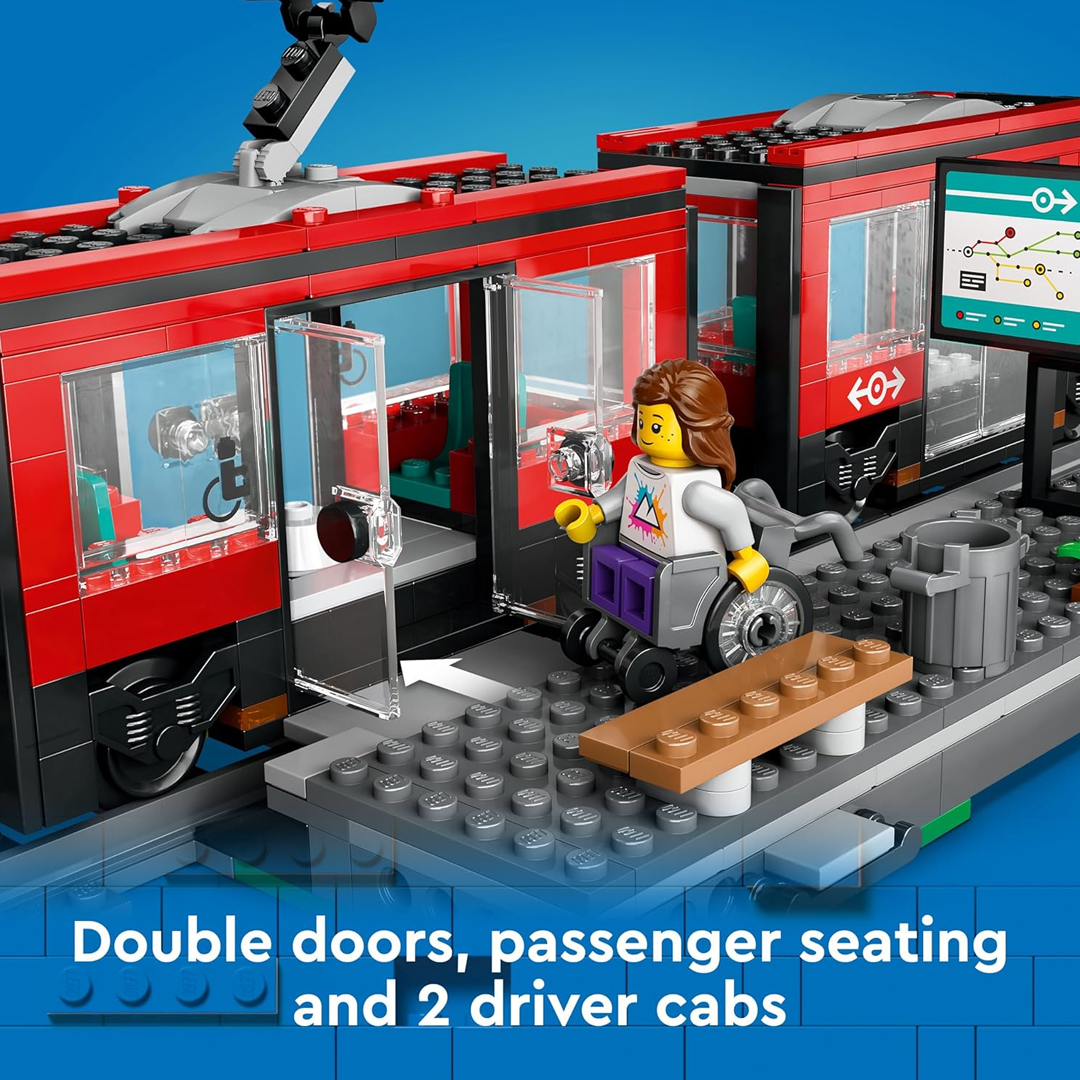 LEGO City 60423 Downtown Tram and Station Toy Set Building Blocks (811 Pieces)