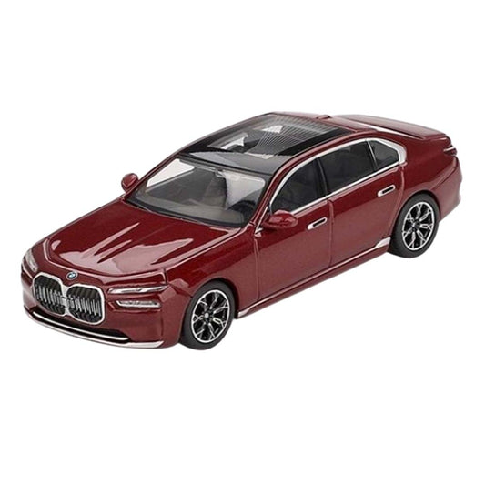 MINI GT BMW i7 xDrive60 – Aventurin Red Metallic – 1:64 Diecast Model
