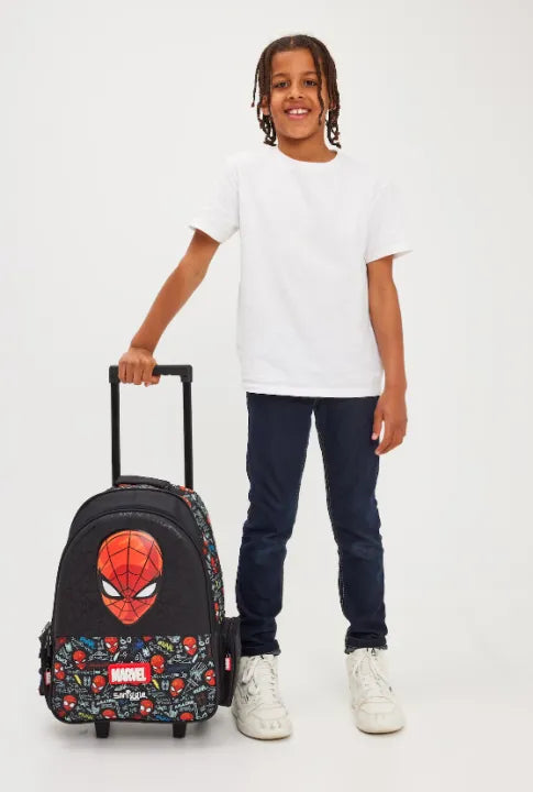 Smiggle School Bag : Spider-Man Colorful & Stylish 18 Inch Trolley Backpack for Kids