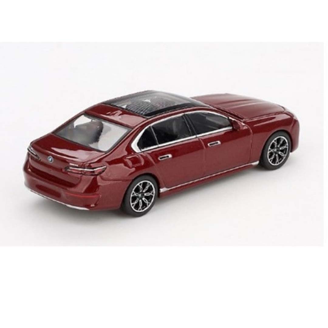 MINI GT BMW i7 xDrive60 – Aventurin Red Metallic – 1:64 Diecast Model