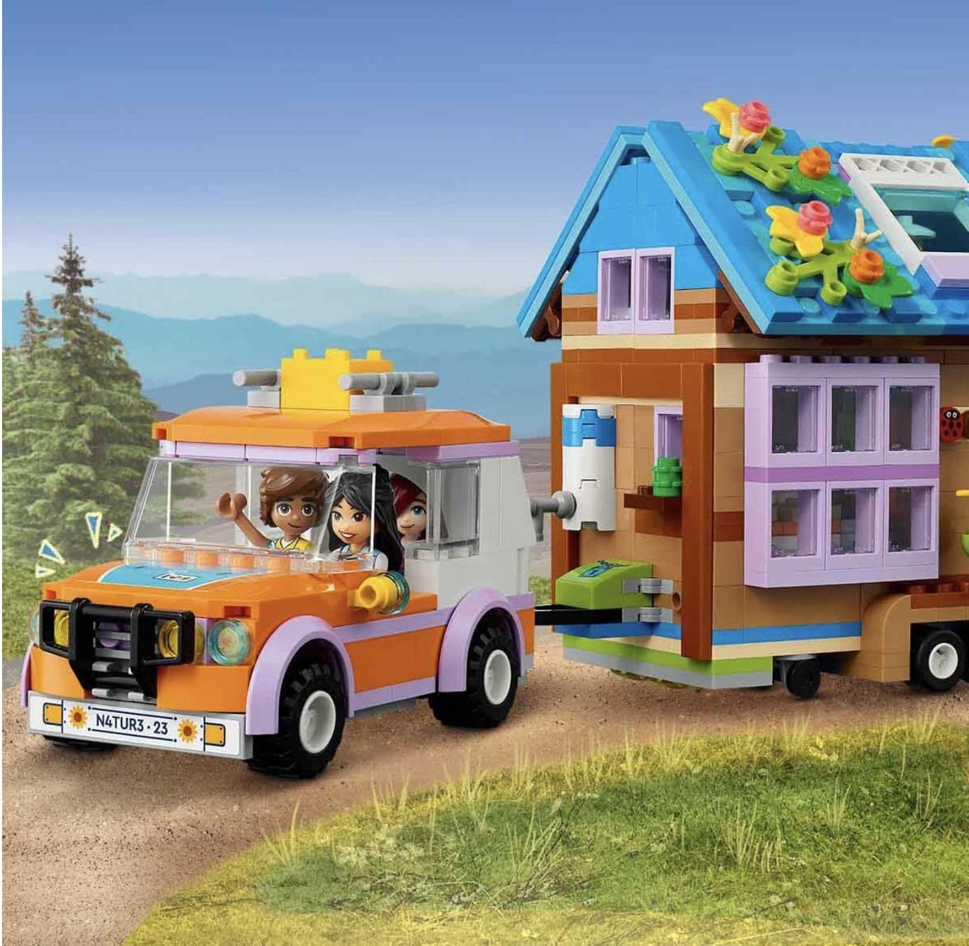 LEGO 41735 Friends Mobile Tiny House, Forest Camping Opening Dollshouse Playset with Toy Car