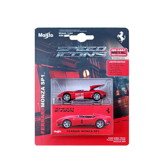 Maisto Ferrari Monza SP1 Red – 1:64 Scale Speed Icons Licensed Die‑Cast Supercar