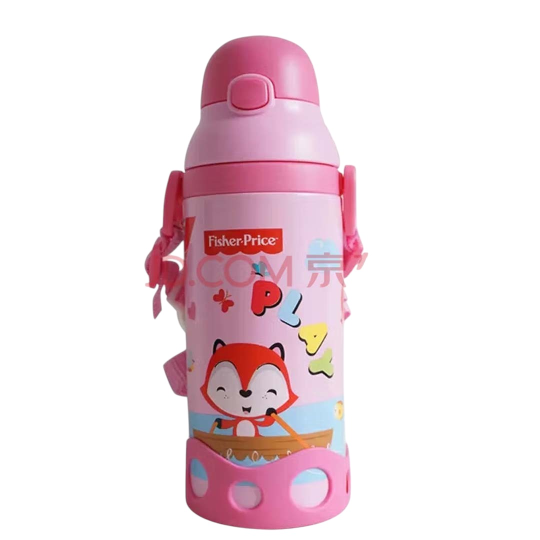 Fisher-Price Kids Water Bottle with Straw & Strap – 500ml, Insulated for Hot & Cold Drinks, Perfect for Toddlers 12 Months+ - Pink