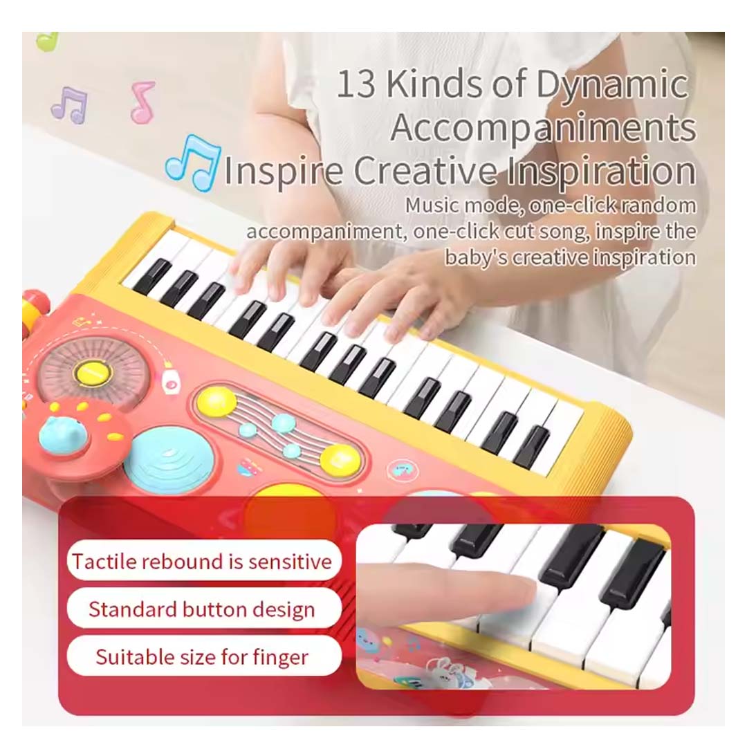Early Learning Piano Keyboard Toy Infant Toys – Electronic Music Set with Microphone, Lights & Educational Modes for Kids & Toddlers