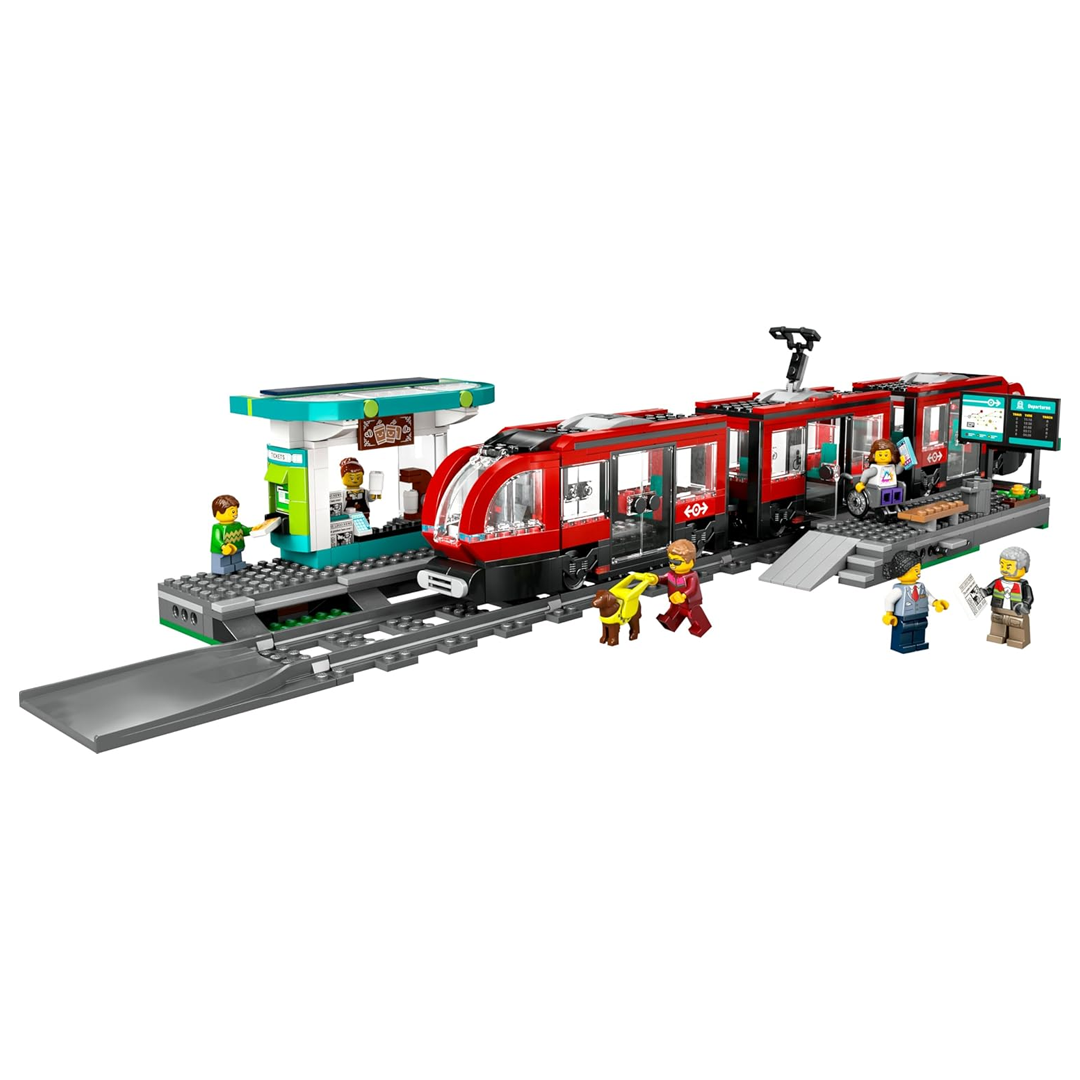 LEGO City 60423 Downtown Tram and Station Toy Set Building Blocks (811 Pieces)