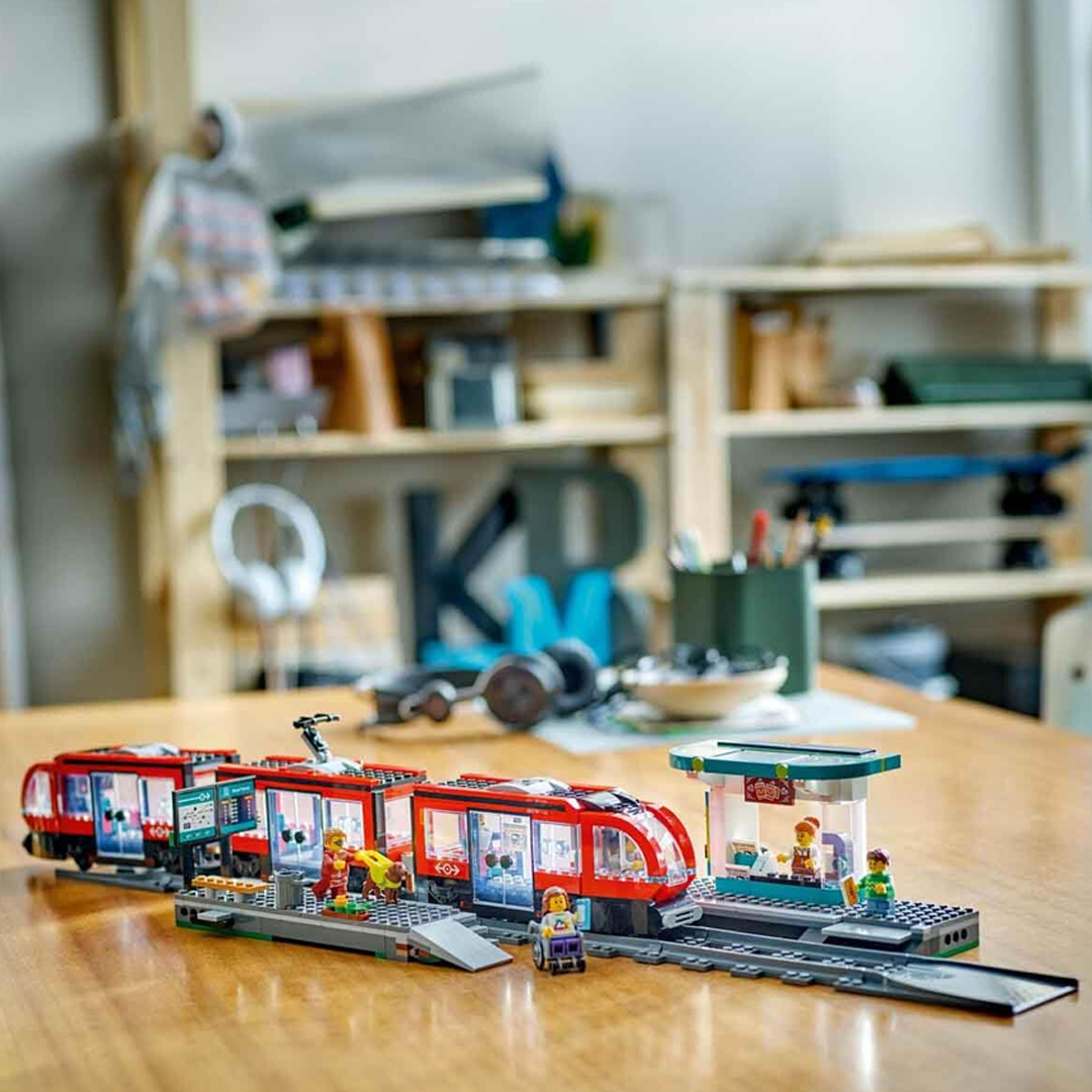 LEGO City 60423 Downtown Tram and Station Toy Set Building Blocks (811 Pieces)