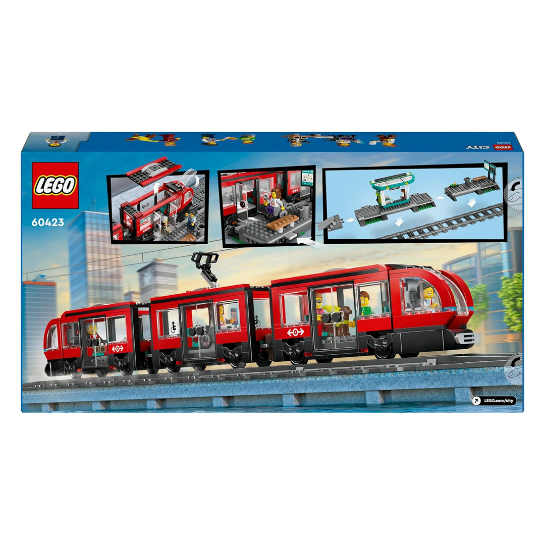 LEGO City 60423 Downtown Tram and Station Toy Set Building Blocks (811 Pieces)