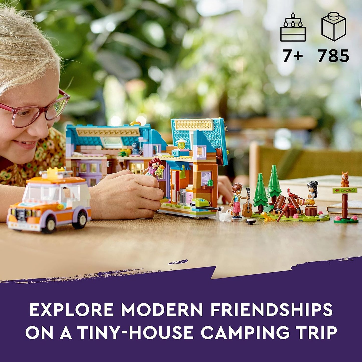 LEGO 41735 Friends Mobile Tiny House, Forest Camping Opening Dollshouse Playset with Toy Car