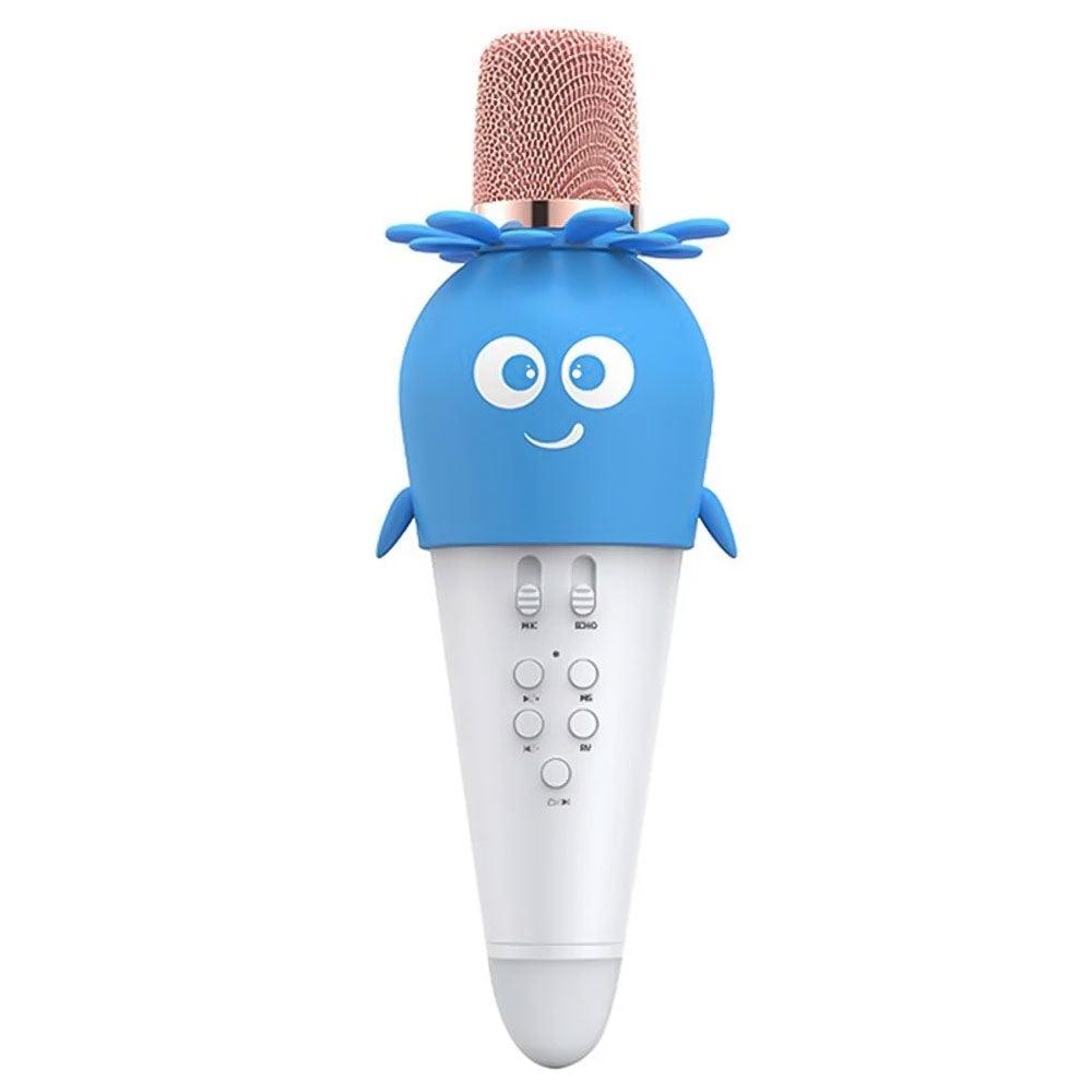 Wireless Bluetooth Karaoke Microphone, Portable 4D Stereo Mircophone with LED 7 Colorful Light, Intelligent Sound Repair Mic Speaker (Blue)