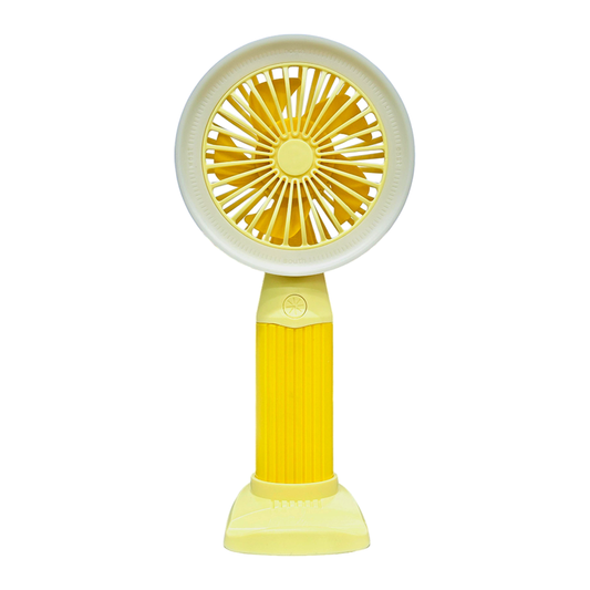 Fashion Lighting Fan Desktop Fan Mini Handheld Small Fan for Home, School USB Rechargeable & Portable Fan (Yellow)