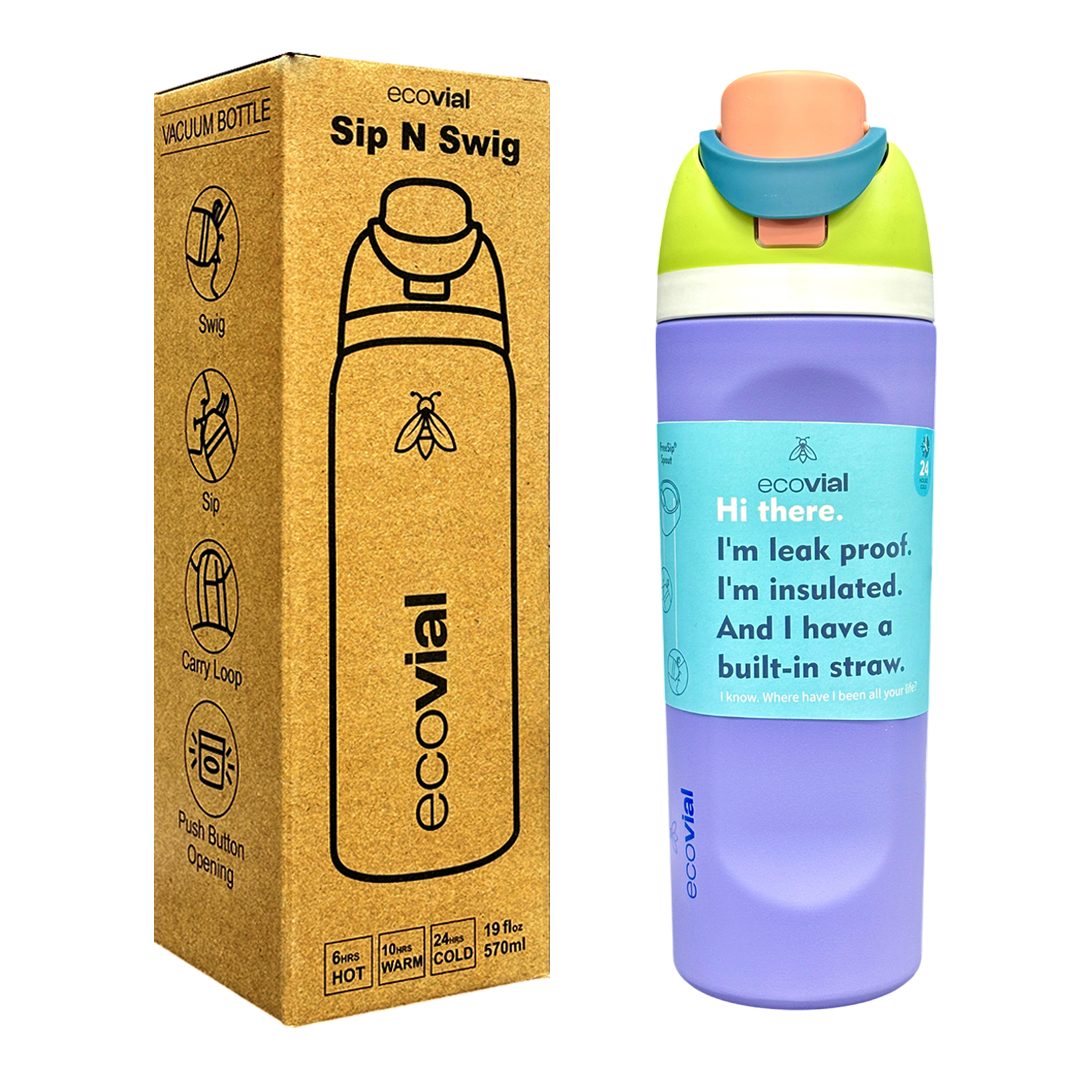 Ecovial 19 OZ - Vacuum Bottle Sip n Swig 570 ML (Purple)