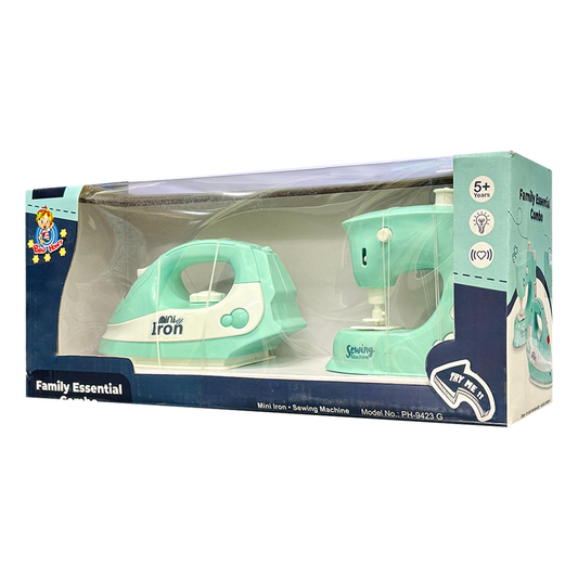 Pablo Honey Mini Iron & Sewing Machine Household Play Set (Blue)