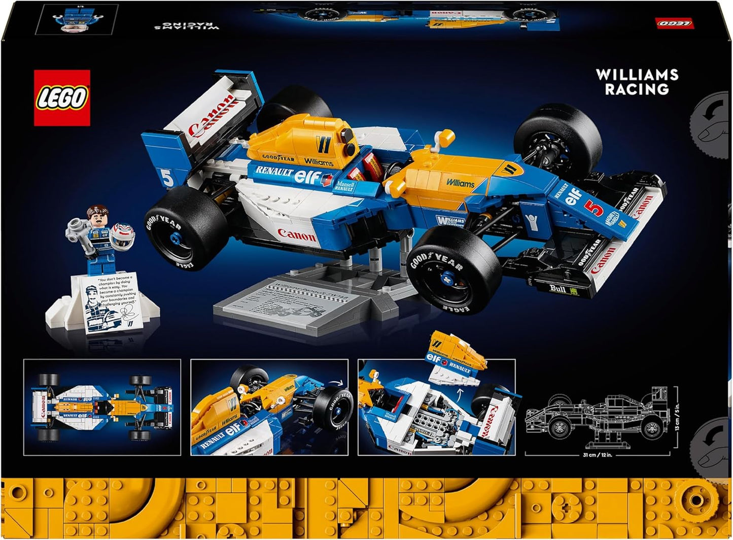 Lego 10353 Icons Williams Racing FW14B and Nigel Mansell F1 Model Car