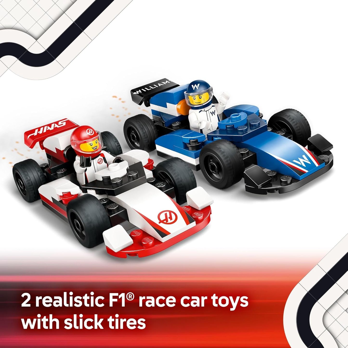 LEGO 60464 City F1 Williams Racing & Haas F1 Race Car Building Set