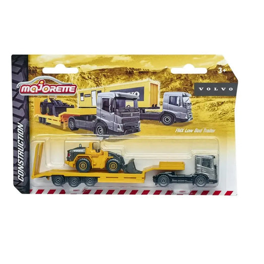 Majorette Construction Volvo Transporter Truck – FMX Low Bed Trailer Diecast Pack of 3
