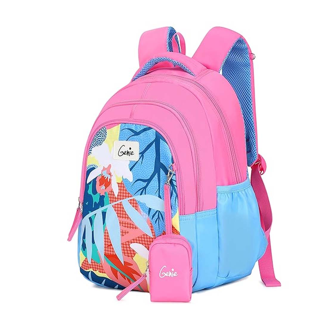 Genie School Bags Dove Kids Backpack – 15" Cute & Colorful Bag for Girls with Happy Pouch