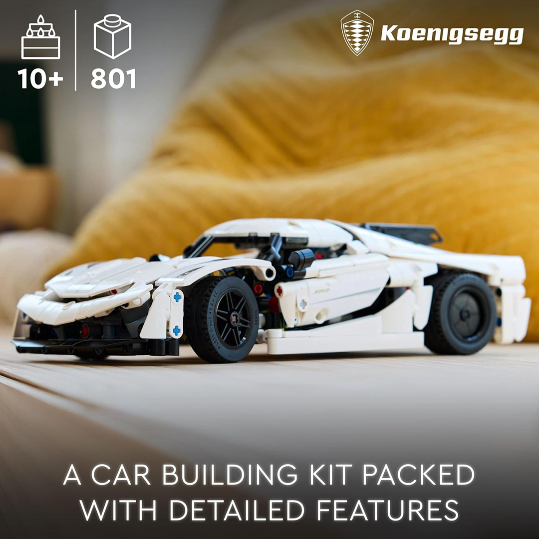 LEGO Technic 42184 Koenigsegg Jesko Absolut White Hypercar Building Blocks (801 Pieces)