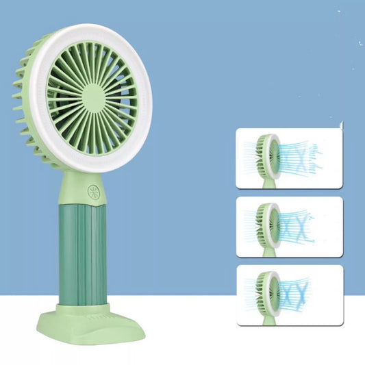 Fashion Lighting Fan Desktop Fan Mini Handheld Small Fan for Home, School USB Rechargeable & Portable Fan (Green)