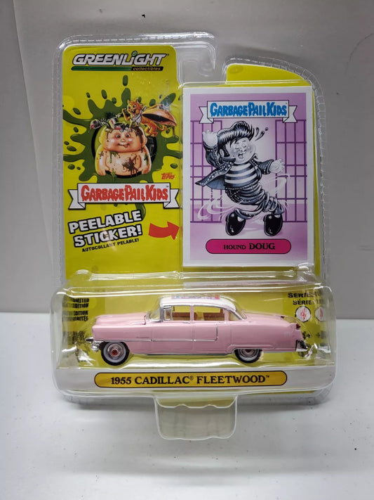 Greenlight Garbage Pail Kids – 1955 Cadillac Fleetwood with Hound Doug Peelable Sticker (1:64 Scale Die-Cast)