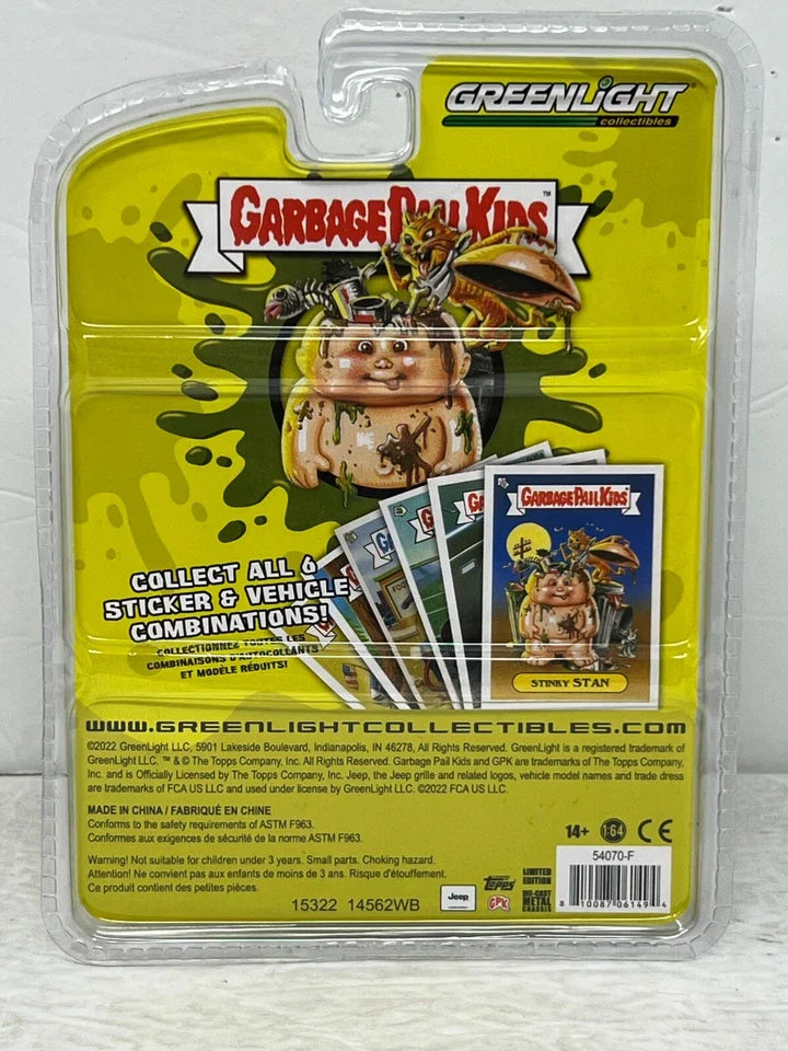Greenlight Garbage Pail Kids – 1993 Jeep Cherokee with Tangled Tim Peelable Sticker (1:64 Scale Die-Cast)