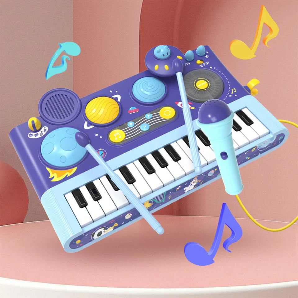 Early Learning Piano Keyboard Toy Infant Toys – Electronic Music Set with Microphone, Lights & Educational Modes for Kids & Toddlers
