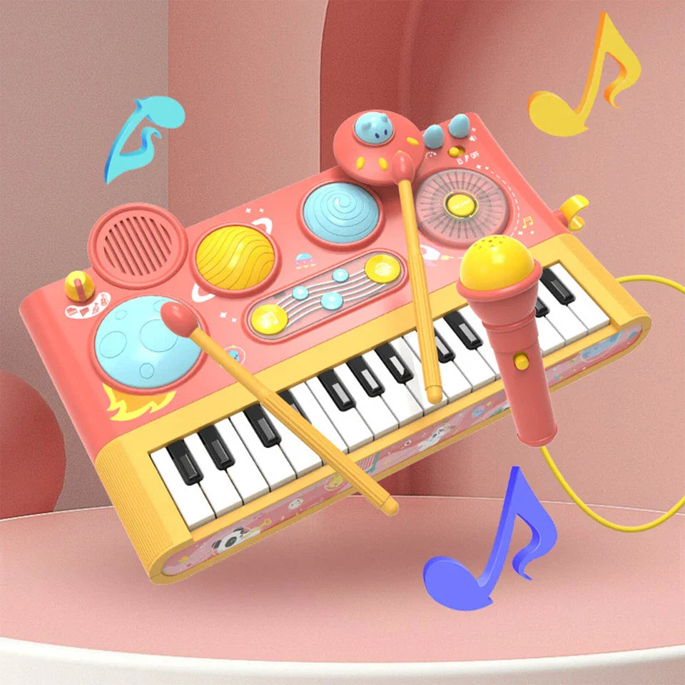 Early Learning Piano Keyboard Toy Infant Toys – Electronic Music Set with Microphone, Lights & Educational Modes for Kids & Toddlers