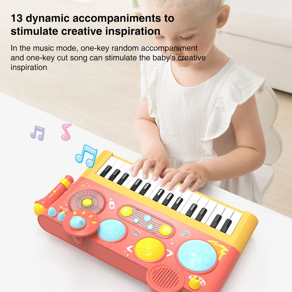 Early Learning Piano Keyboard Toy Infant Toys – Electronic Music Set with Microphone, Lights & Educational Modes for Kids & Toddlers