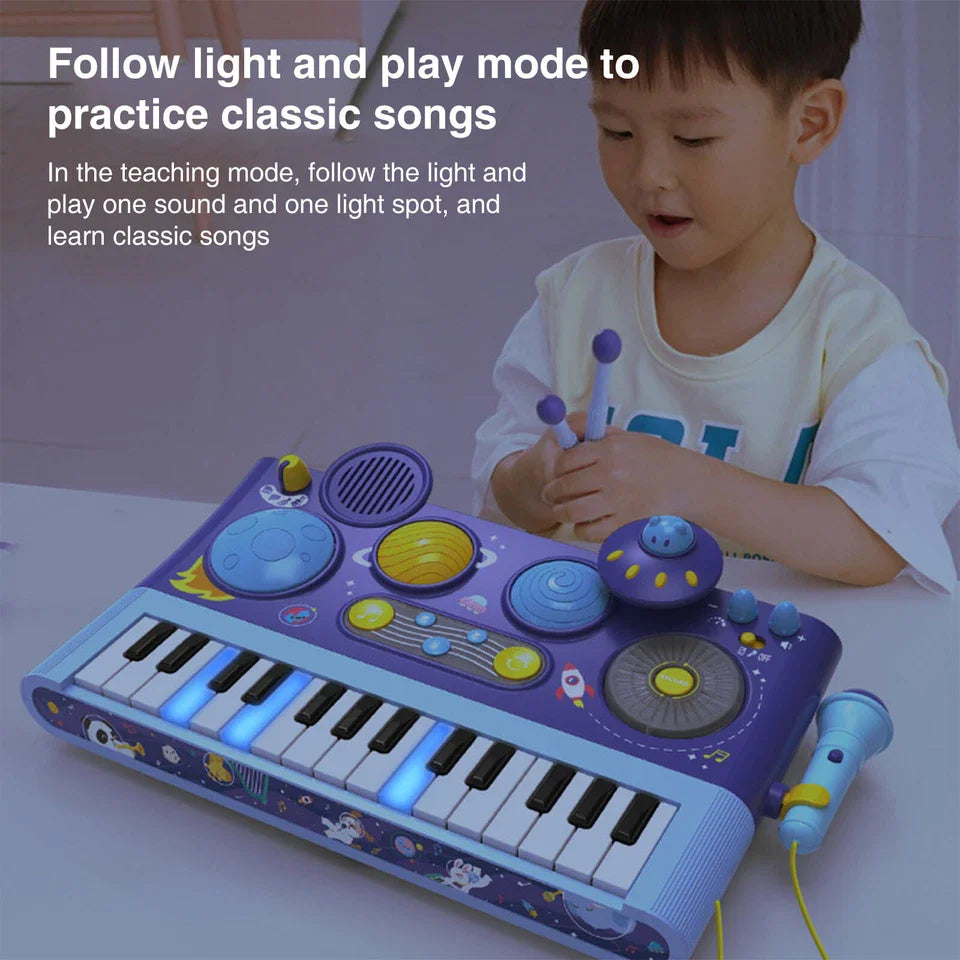 Early Learning Piano Keyboard Toy Infant Toys – Electronic Music Set with Microphone, Lights & Educational Modes for Kids & Toddlers