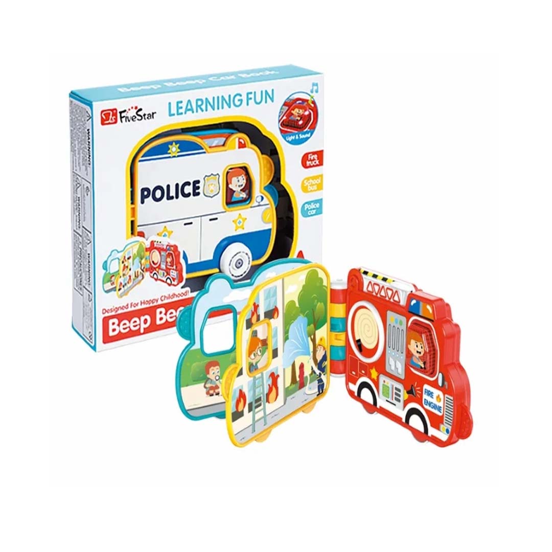 Beep Car Book Infant Toy – Light & Sound Educational Baby Toy | Interactive Soft Book for Toddlers