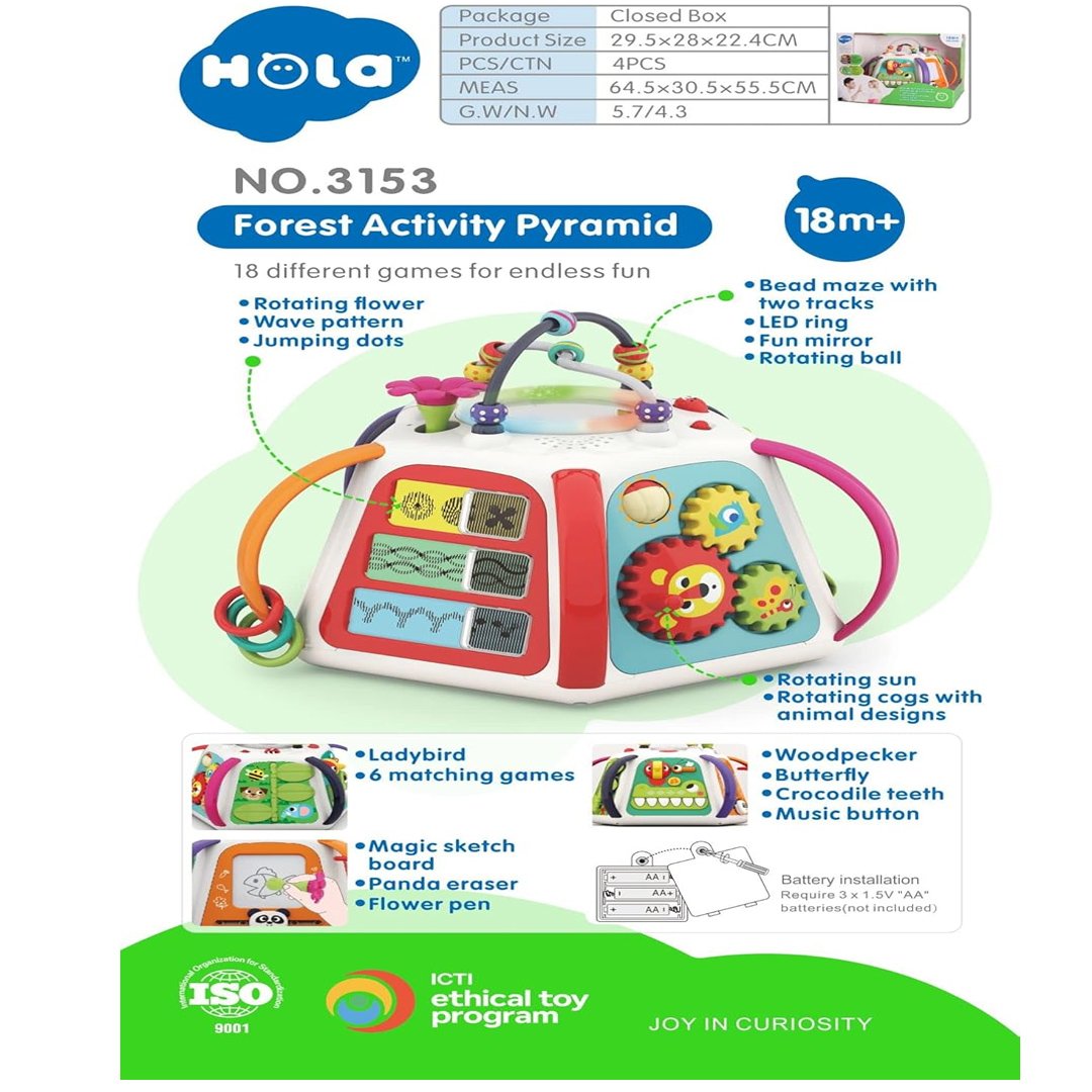 "HOLA Forest Activity Pyramid: Multi-Game Fun with Lights, Music & Sound Effects – Perfect Gift for Boys & Girls Aged 18 Months to 3 Years"