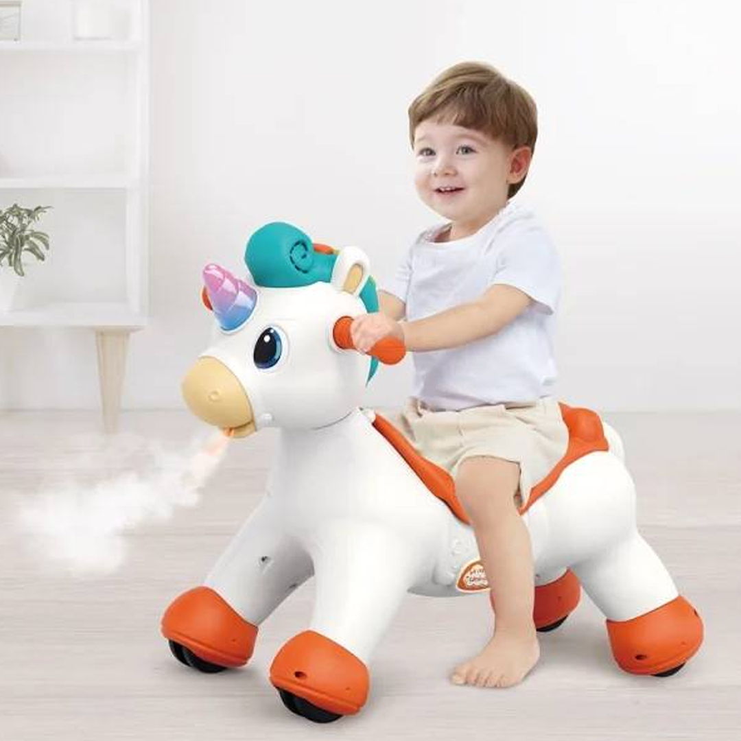 Hola Toys Musical Unicorn – 3-in-1 Rocking Spray Ride-On for Kids (18 Months to 8+ Years)