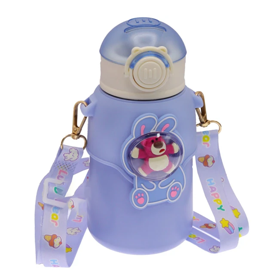 Happy Baby Bear Stainless Steel Water Bottle For Kids 600 ML (Blue)
