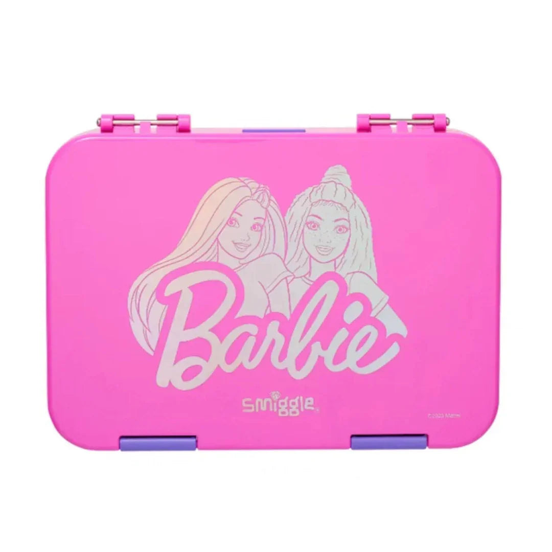 Smiggle Barbie Happy Medium Bento Lunchbox 758ml – Leakproof Kids Lunch Box (Pink)