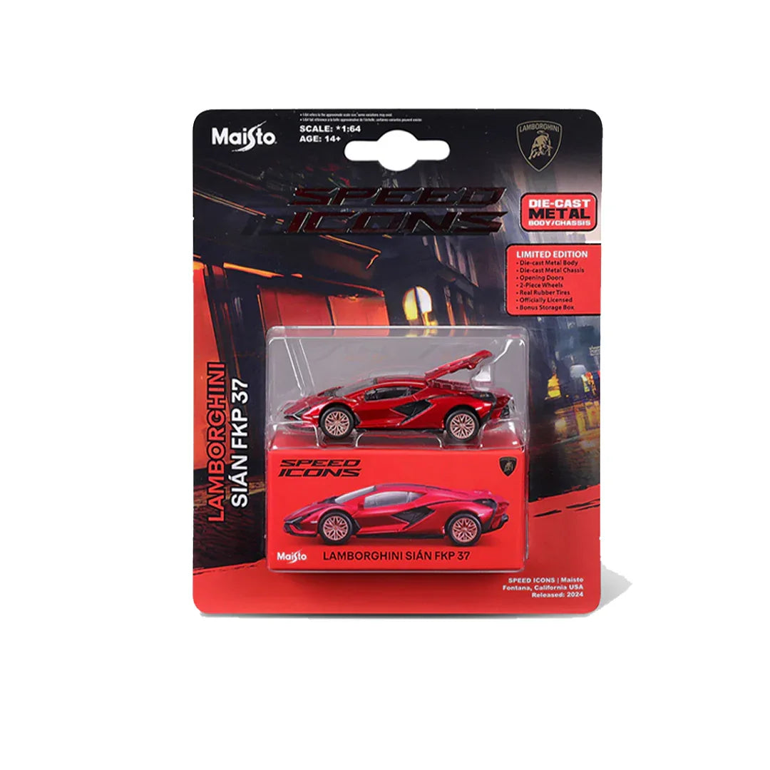 Maisto Speed Icons Lamborghini Sián FKP 37 Red – 1:64 Scale Licensed Die‑Cast Hypercar