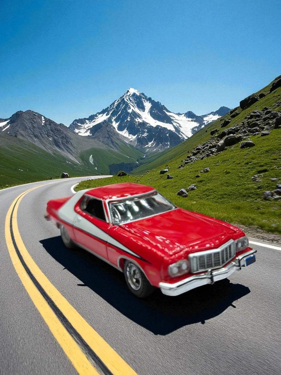 Greenlight 1976 Ford Gran Torino Red with White Stripe "Starsky and Hutch" (1975-1979) TV Series "Hollywood Special Edition" 1/64 Diecast Model Car