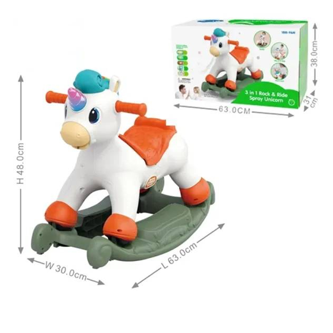 Hola Toys Musical Unicorn – 3-in-1 Rocking Spray Ride-On for Kids (18 Months to 8+ Years)
