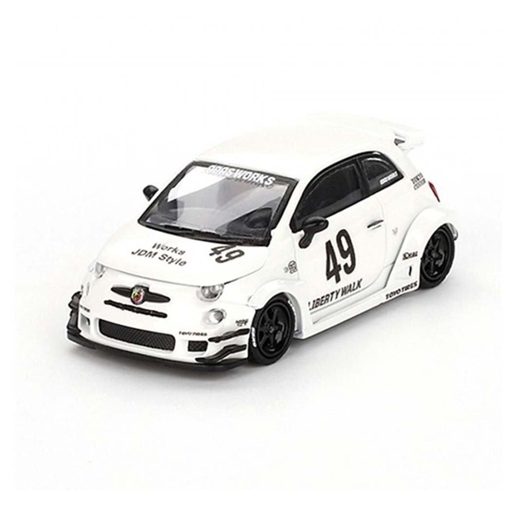Mini GT 1/64 LB-WORKS x Abas Works ABARTH 595 Gara White LHD Diecast Scale Model Car