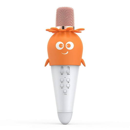 Wireless Bluetooth Karaoke Microphone, Portable 4D Stereo Mircophone with LED 7 Colorful Light, Intelligent Sound Repair Mic Speaker (Orange)