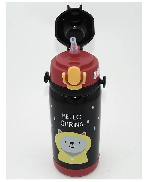 Cool DI GIBO Vacuum Insulated Water Bottle With Straw 450 ML (Black)