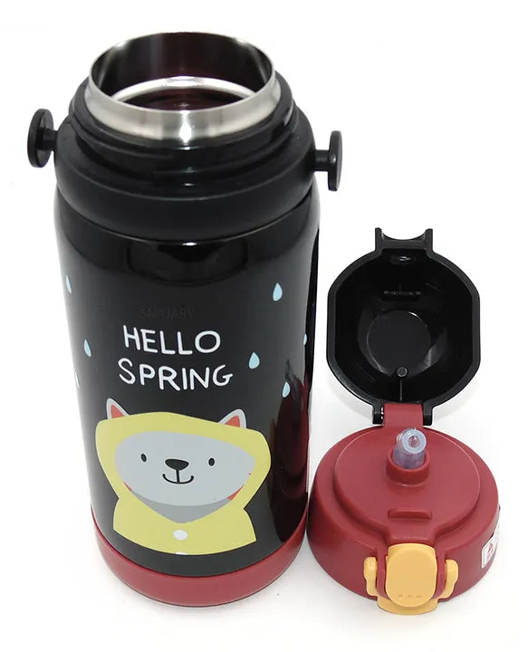 Cool DI GIBO Vacuum Insulated Water Bottle With Straw 450 ML (Black)