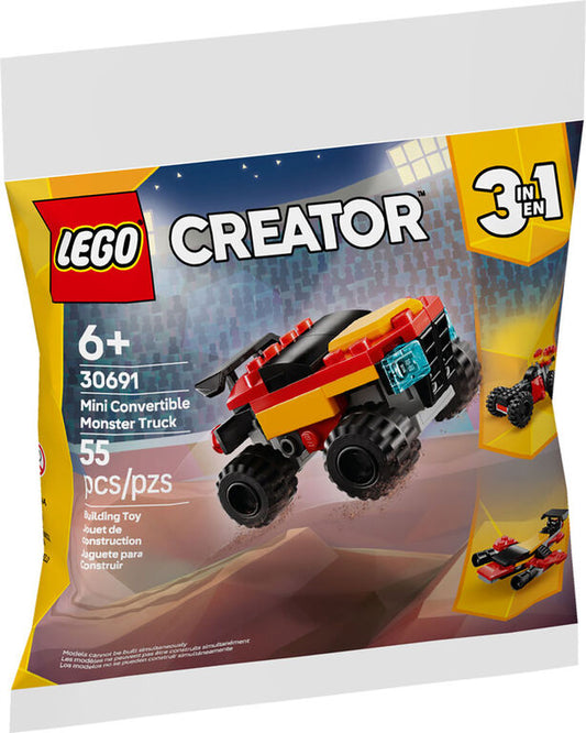 LEGO 30691 Creator 3-in-1 Mini Convertible Monster Truck with Eco Bag – Build 3 Models