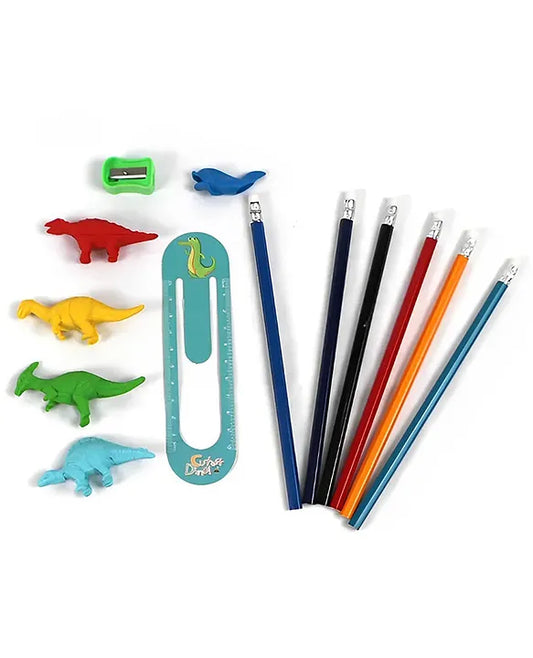 Little Tree Dinosaur Club Theme Pencil And Eraser 13 Pcs Combo Set