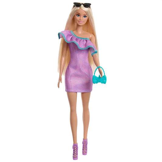 Barbie Doll with Clothes and Accessories, Blond Hair and 3 Party-Themed Mix-and-Match Outfits Including Dresses, Purses and Heels