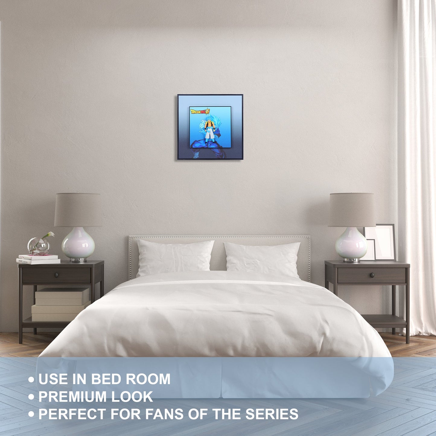 3D Blue Gogeta Dragon Ball Z Decorative Wall Frame – 40x40 cm | Dynamic Super Saiyan Wall Art for Anime Lovers & Collectors
