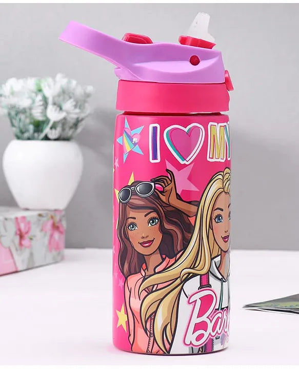 Striders Barbie Printed Stainless Steel Sipper Bottle - 500Ml