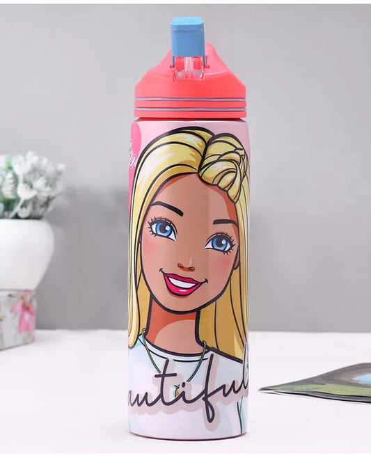 Striders Barbie Printed Stainless Steel Sipper Bottle - 700Ml