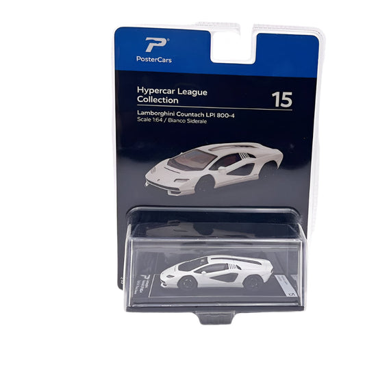 PosterCars Hypercar League – Lamborghini Countach LPI 800-4 (White, 1:64 Scale)
