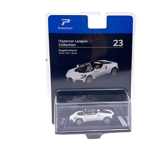 PosterCars Hypercar League – Bugatti Mistral (White, 1:64 Scale) – Hypercar League #23