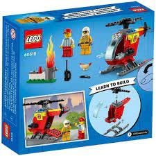 LEGO 60318 Fire Helicopter building kit with firefighting accessories and minifigure